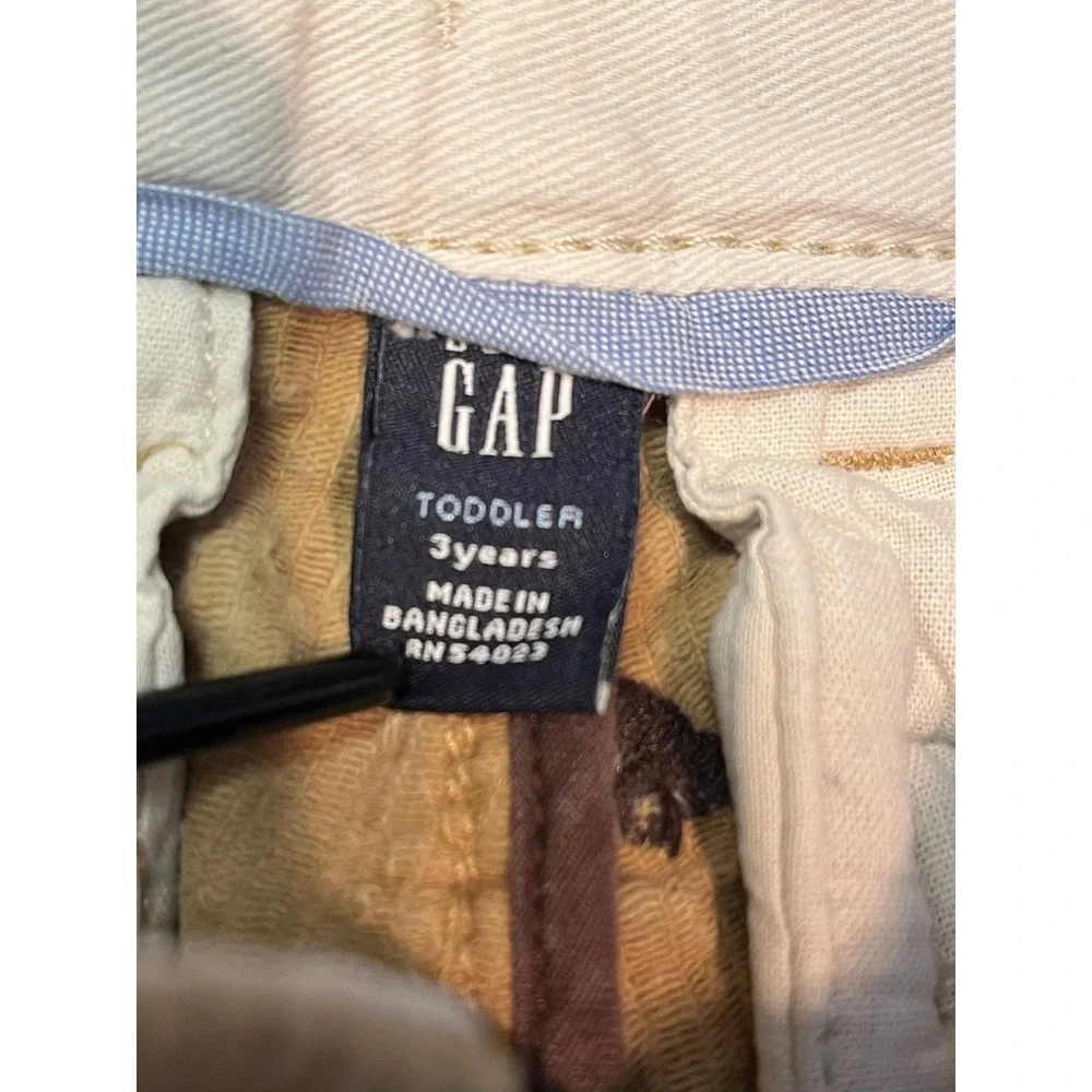 Gap Corduroy Pants Toddler 3Y Tan Embroidered Bear Straight Leg Trousers